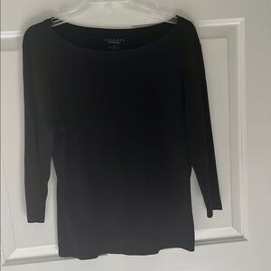 Talbots Black Fitted 3/4 Sleeve Blouse